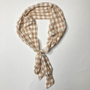 PrettyLittleThing Nude Checkered Gingham Bandeau Bow Detail Top Size 4